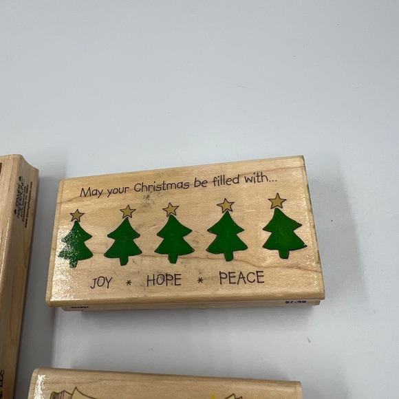 Stampabilities Christmas Tale Joy Hope Peace W Trees Door W Sleigh Rubber Stamps - Picture 4 of 12